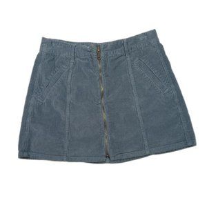 American Eagle Skirt Size 8 Blue Corduroy Hi Rise A Line Front Zipper Womens M